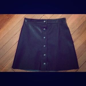 A-line leather skirt